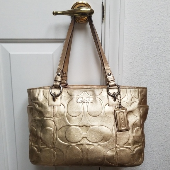 metallic gold coach purse